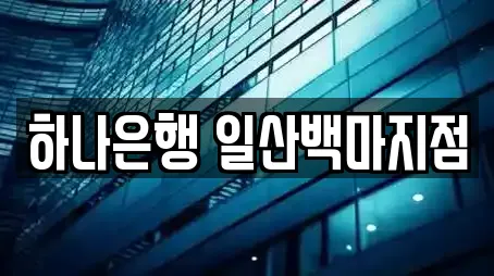 하나은행 일산백마지점