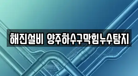 해진설비 양주하수구막힘누수탐지