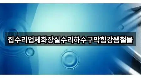 집수리업체화장실수리하수구막힘강쌤철물